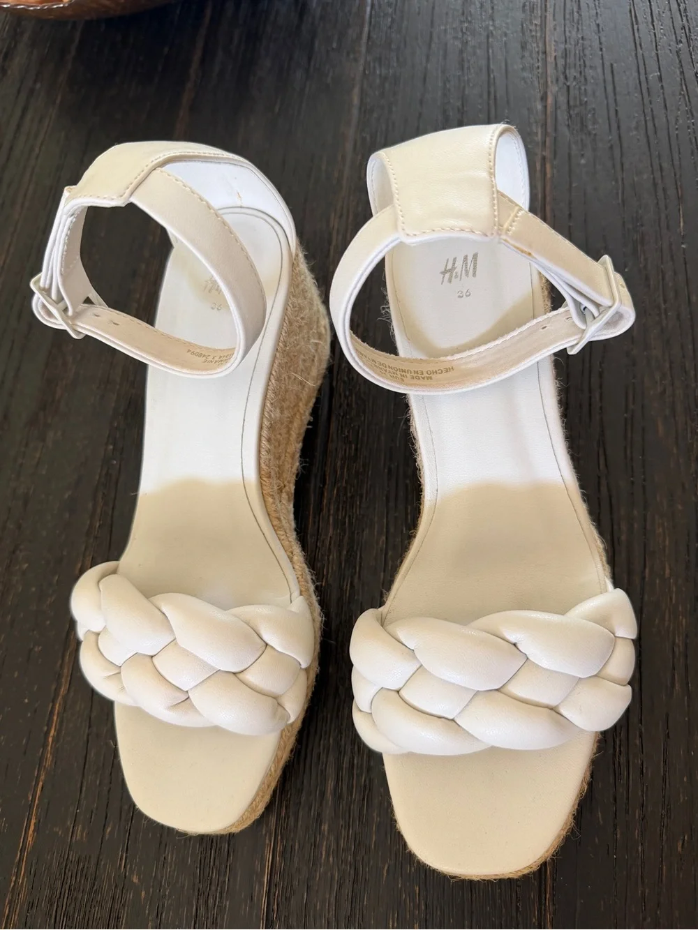 H&M Cream Braided Espadrille Wedge Sandals